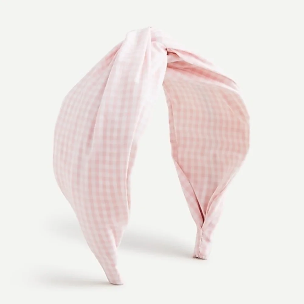 J. Crew Pink Gingham Turban Headband